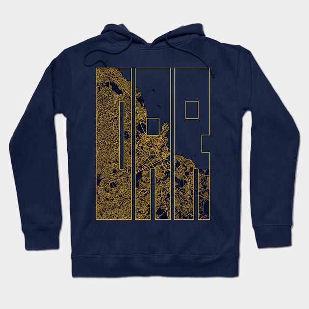 Dar es Salaam, Tanzania City Map Typography - Gold Art Deco Hoodie by deMAP Studio